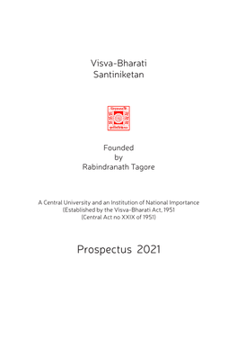 Prospectus 2021 the VISVA-BHARATI ACT, 1951