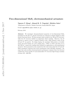 Two-Dimensional Mos2 Electromechanical Actuators