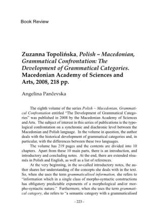 Zuzanna Topolińska, Polish ~ Macedonian, Grammatical Confrontation: the Development of Grammatical Categories