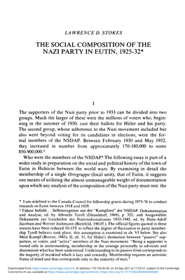 The Social Composition of the Nazi Party in Eutin, 1925–32