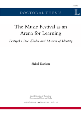 The Music Festival As an Arena for Learning Festspel I Pite Älvdal and Matters of Identity