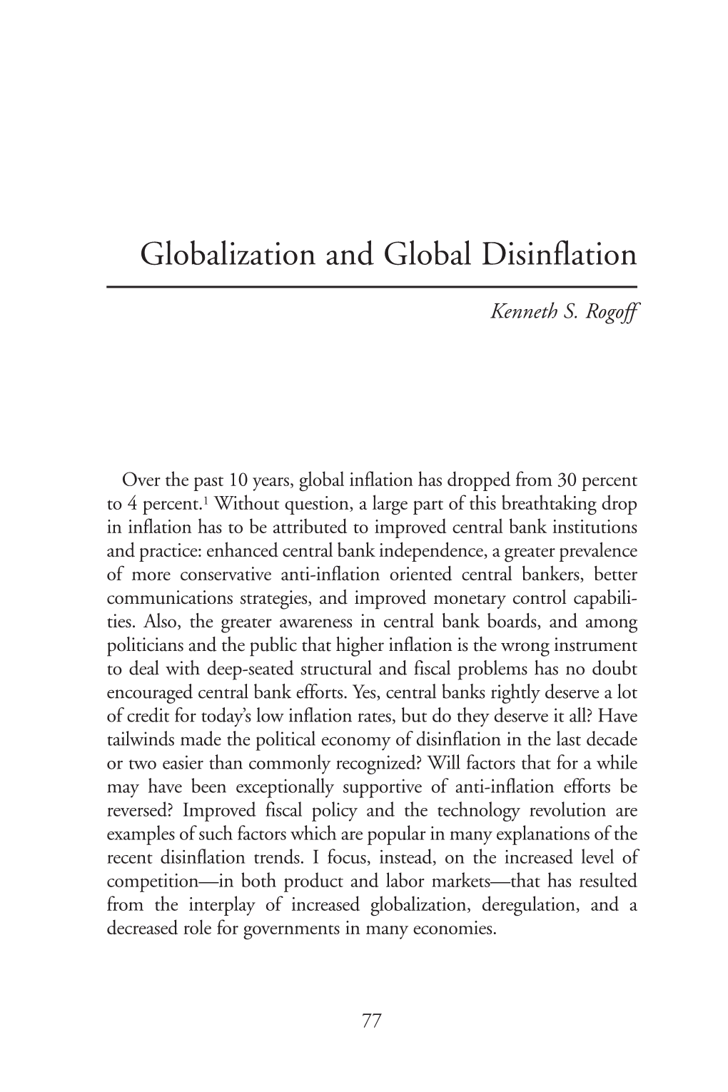 Globalization and Global Disinflation