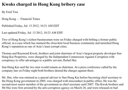 Kwoks Charged in Hong Kong Bribery Case