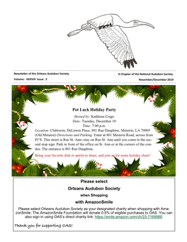 Please Select Orleans Audubon Society with Amazonsmile Thank