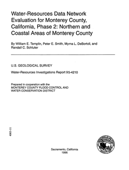 Water-Resources Data Network Evaluation for Monterey County, California, Phase 2: Northern and Coastal Areas of Monterey County