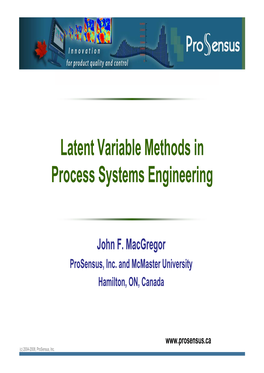 Latent Variable Methods in Process Systems Engineering