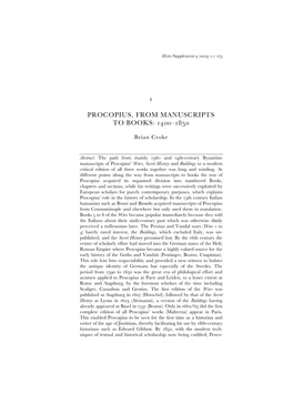 Procopius, from Manuscripts to Books: # –$%