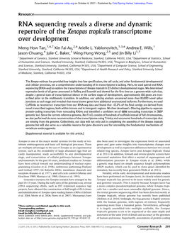 RNA Sequencing Reveals a Diverse and Dynamic Repertoire of the Xenopus Tropicalis Transcriptome Over Development
