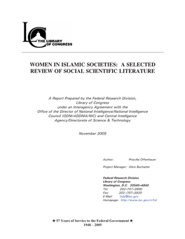 Women in Islamic Societies: a Selected Review of Social Scientific Literature