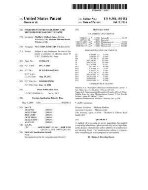 (12) United States Patent (10) Patent No.: US 9,381,189 B2 Green Et Al