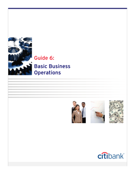 Basic Business Operations Guide 6: Basic Business Operations for the Entrepreneur N INTRODUCTION