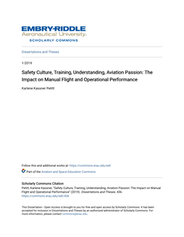 Safety Culture, Training, Understanding, Aviation Passion: the Impact on Manual Flight and Operational Performance