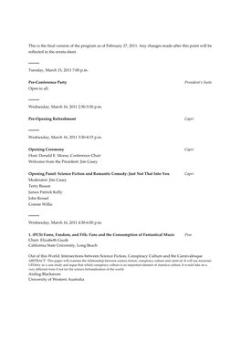 ICFA 2011 -- Program with Abstracts