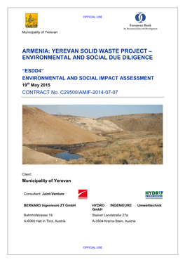 Armenia: Yerevan Solid Waste Project – Environmental and Social Due Diligence