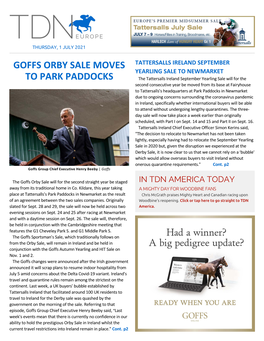 Goffs Orby Sale Moves to Park Paddocks Cont