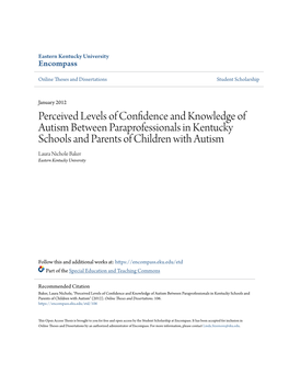 Perceived Levels of Confidence and Knowledge of Autism Between