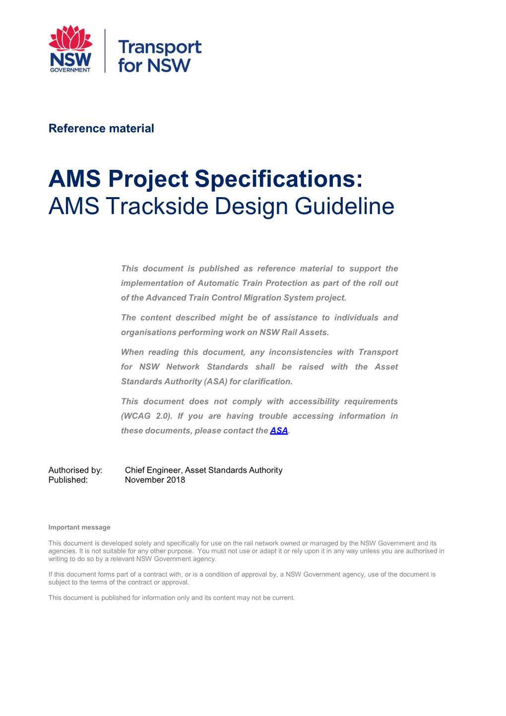 AMS Project Specifications: AMS Trackside Design Guideline