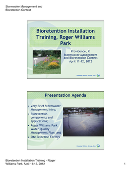 Stormwater Management and Bioretention Context