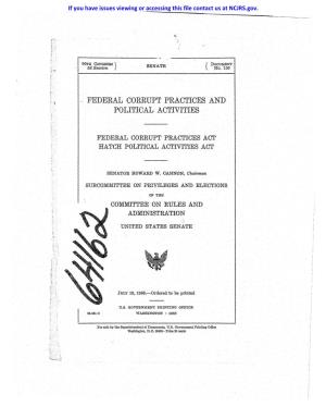 Federal Corrupt Practices and Political Activities