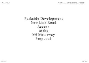 Parkside Development New Link Road Access to the M6 Motorway Proposal