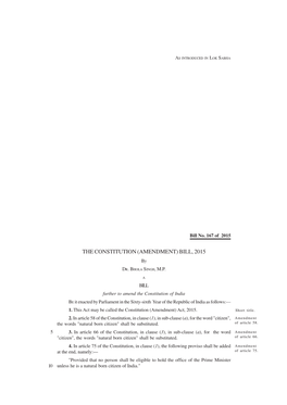THE CONSTITUTION (AMENDMENT) BILL, 2015 By