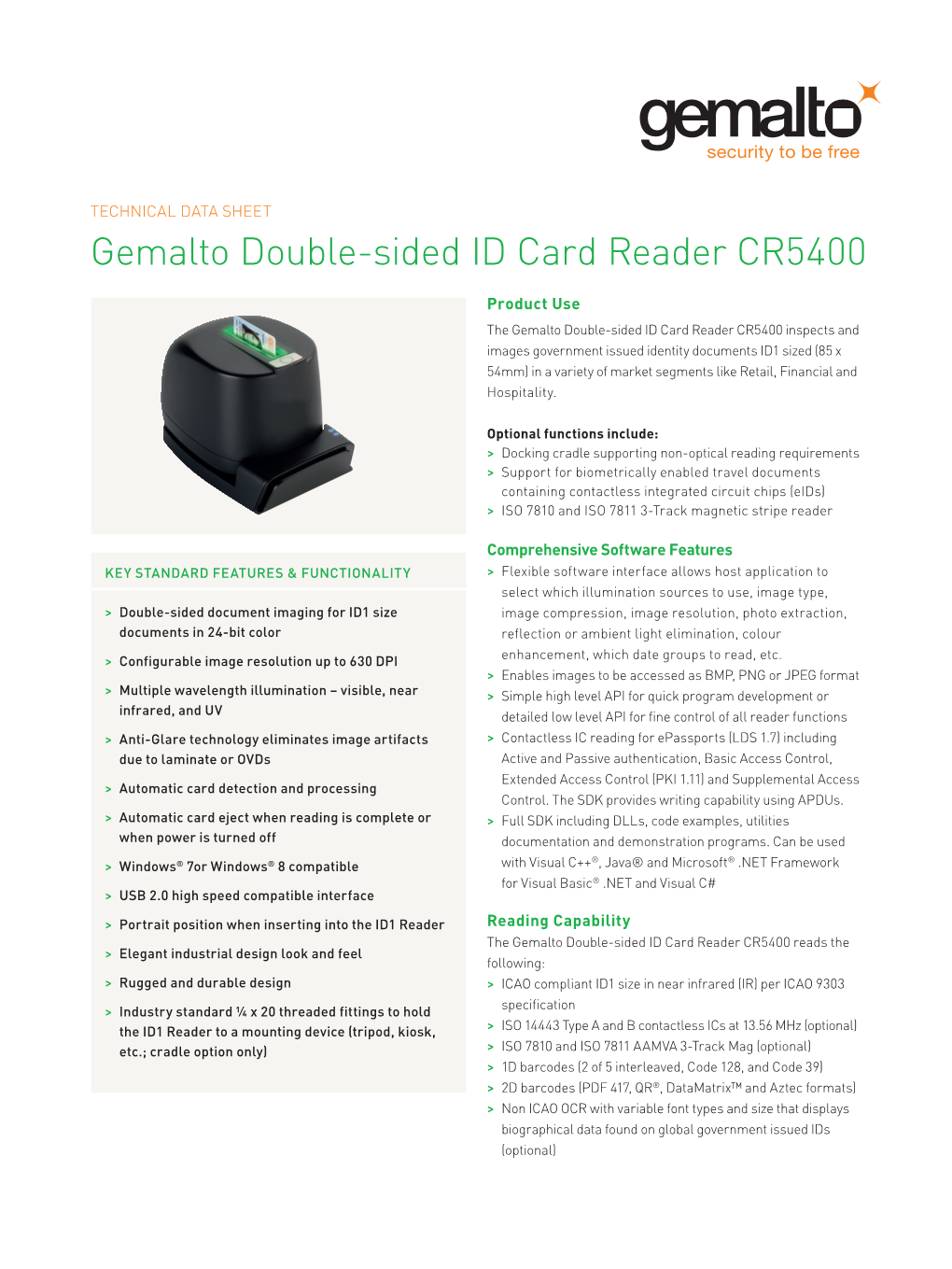 Gemalto Double-Sided ID Card Reader CR5400