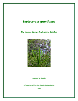 Leptocereus Grantianus the Unique Cactus Endemic