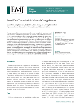 Portal Vein Thrombosis in Minimal Change Disease