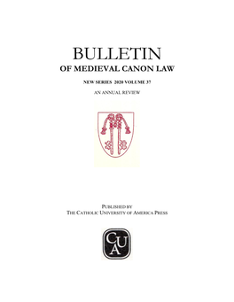 Bulletin of Medieval Canon Law