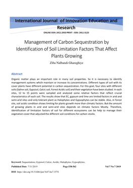 Management of Carbon Sequestration by Identification of Soil Limitation Factors That Affect Plants Growing