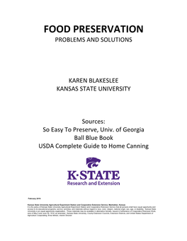 Food Preservation Problems and Solutions