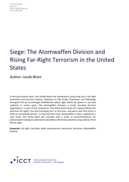 Siege: the Atomwaffen Division and Rising Far-Right Terrorism in the United States