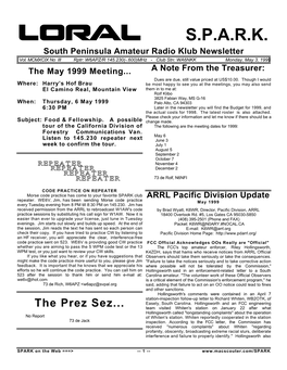 S.P.A.R.K. South Peninsula Amateur Radio Klub Newsletter Vol