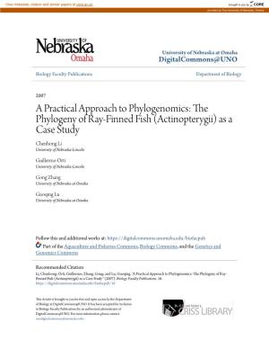 The Phylogeny of Ray-Finned Fish (Actinopterygii) As a Case Study Chenhong Li University of Nebraska-Lincoln