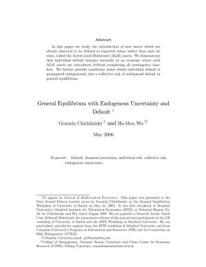 General Equilibrium with Endogenous Uncertainty and Default
