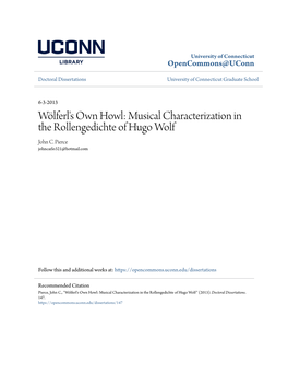 Musical Characterization in the Rollengedichte of Hugo Wolf John C