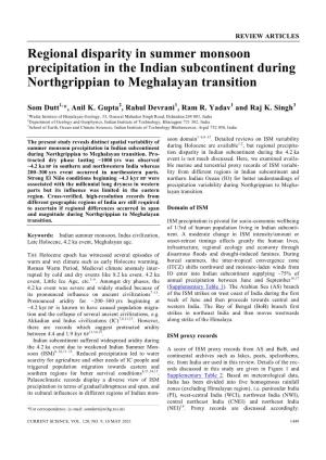 Regional Disparity in Summer Monsoon Precipitation in the Indian Subcontinent During Northgrippian to Meghalayan Transition