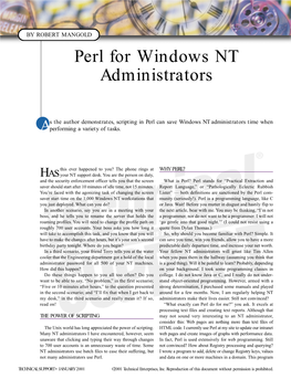 Perl for Windows NT Administrators