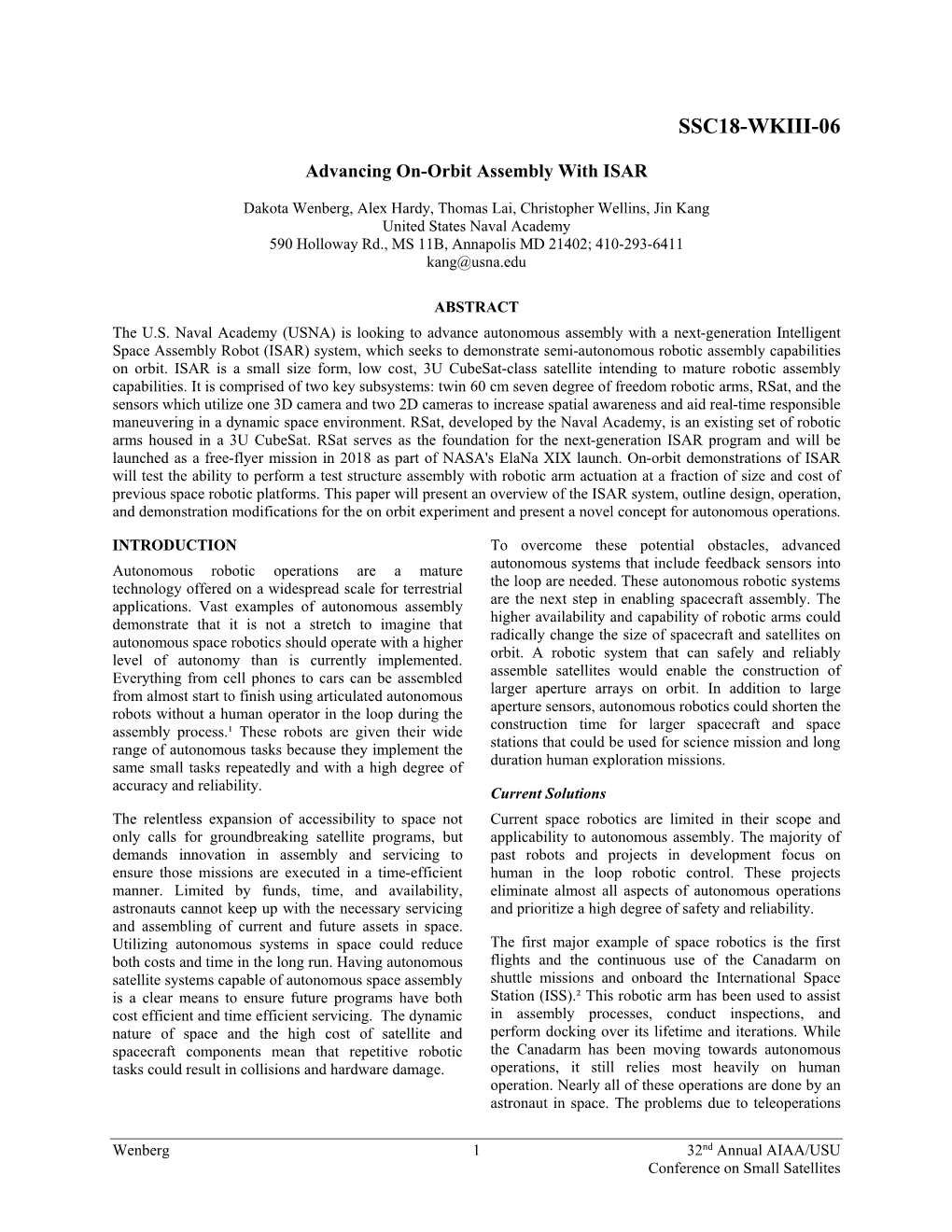 Advancing On-Orbit Assembly with ISAR