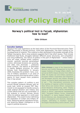 Norway's Political Test in Faryab, Afghanistan