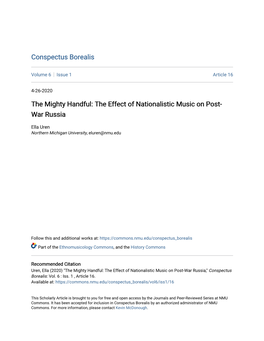 The Mighty Handful: the Effect of Nationalistic Music on Post-War Russia," Conspectus Borealis: Vol