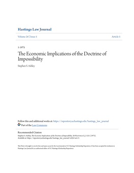 The Economic Implications of the Doctrine of Impossibility, 26 Hastings L.J