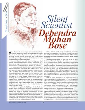Debendra Mohan Bose Built the ﬁ Rst Indigenous Cloud Formidable Inﬂ Uence in Shaping His Life and Career