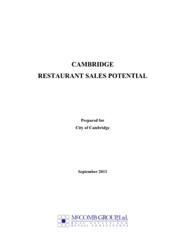Cambridge Restaurant Sales Potential