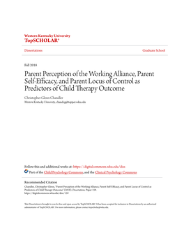 Parent Perception of the Working Alliance, Parent Self-Efficacy, And