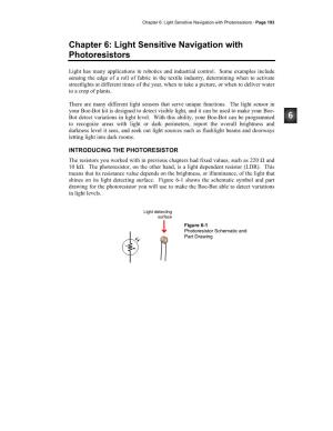 Chapter 6: Light Sensitive Navigation with Photoresistors · Page 193