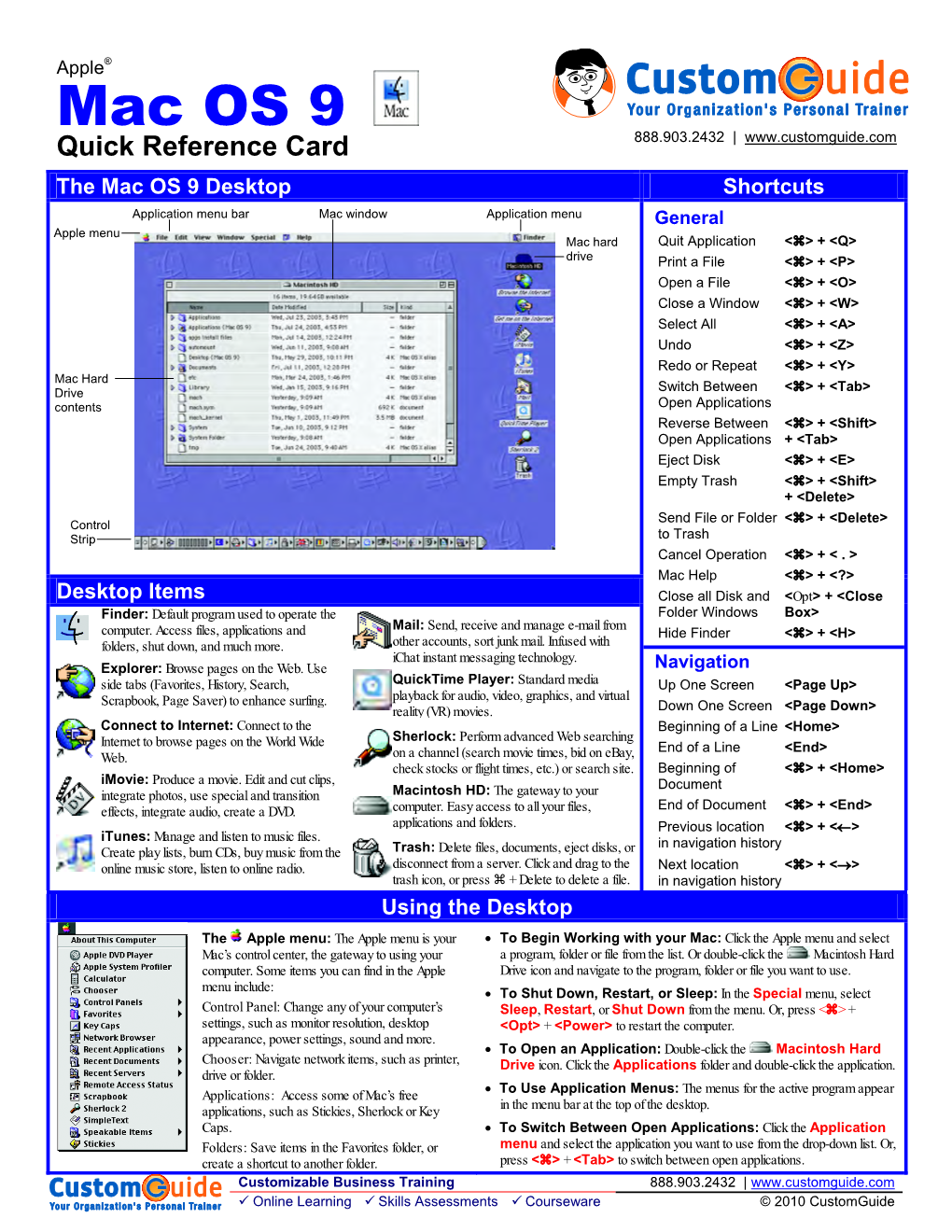 Mac OS Quick Reference, Apple Mac OS 9 Cheat Sheet