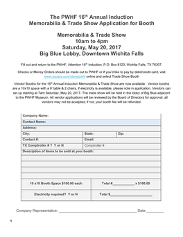 The PWHF 16Th Annual Induction Memorabilia & Trade Show