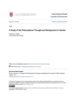 A Study of the Philosophical Thought and Background in Hamlet