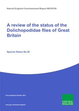 NECR195 Edition 1 a Review of the Status of the Dolichopodidae Flies Of